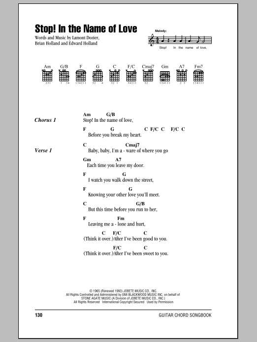 Produktgalerie: Seite 1 von 1 Stop! In The Name Of Love, The Supremes, Gitarre