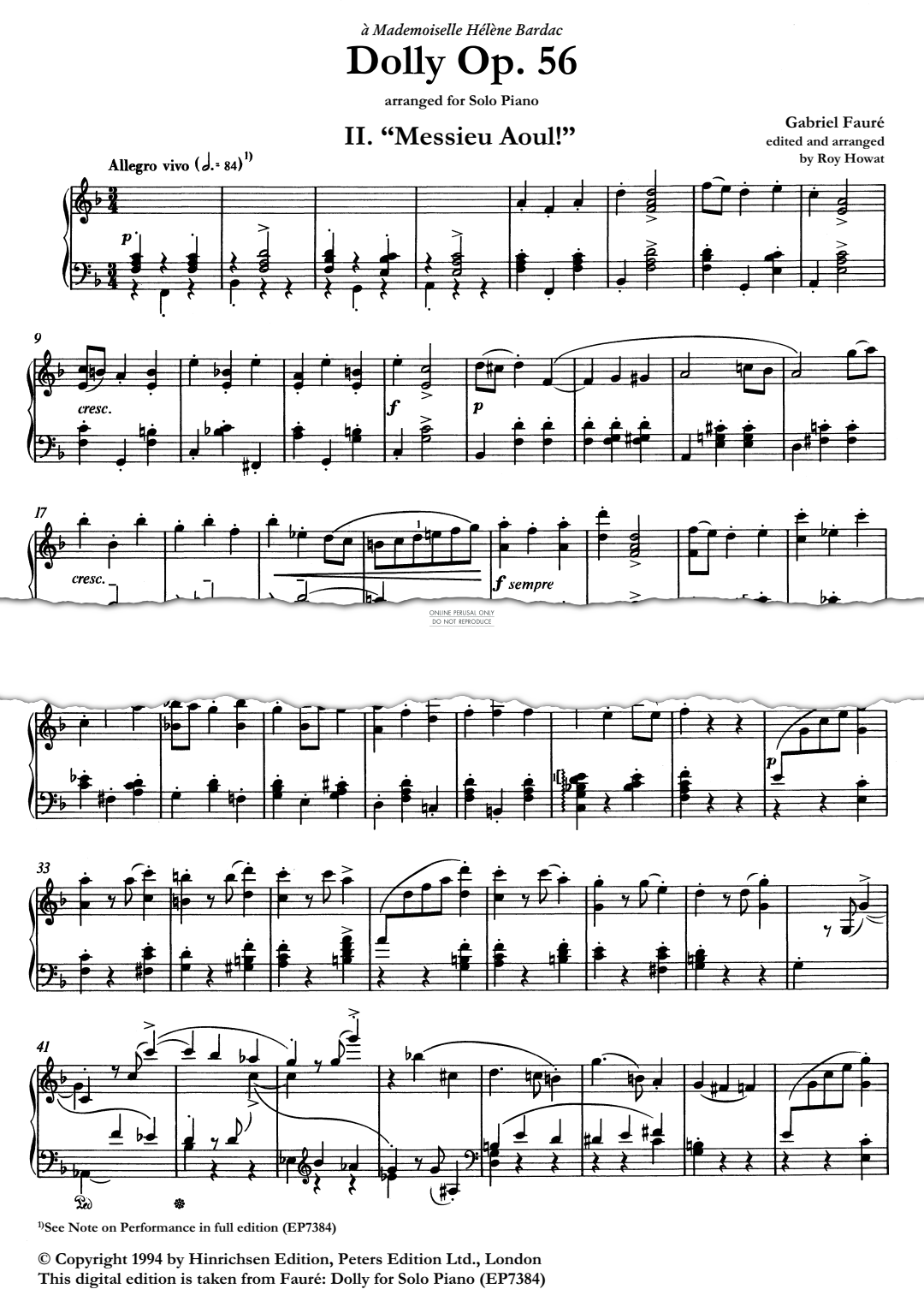 Produktgalerie: Seite 1 von 1 Dolly Suite Op.56, Mi-a-ou, Gabriel Fauré, Klavier