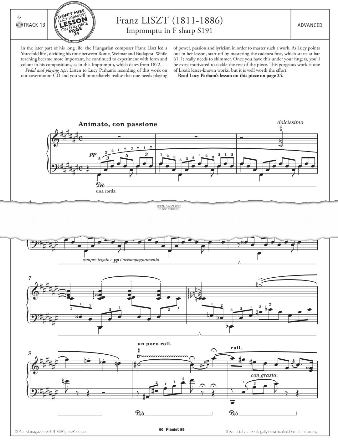 Product gallery: Page 1 of 1 Impromptu in F sharp S191, Franz Liszt