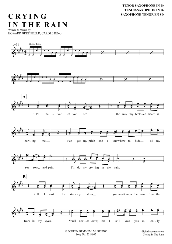 Product gallery: Page 1 of 4 Crying In The Rain , A-Ha, Tenor Saxophone