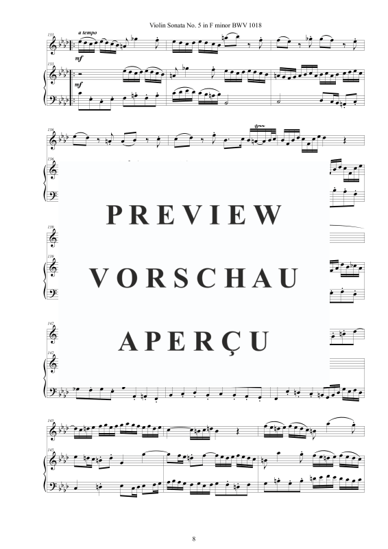 Produktgalerie: Seite 9 von 11 Violin Sonate Nr. 5 F-Moll BWV 1018, , Violine und Cembalo/Klavier