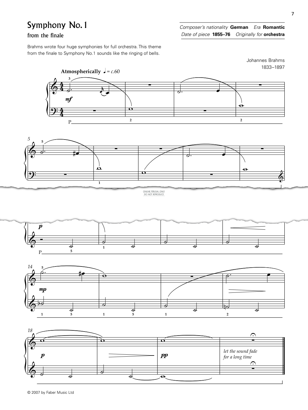 gallery: Theme from the Finale to Symphony No. 1, Johannes Brahms, Klavier