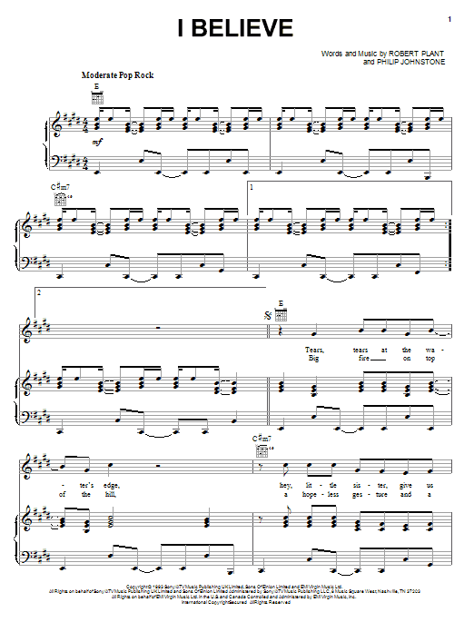 Produktgalerie: Seite 1 von 1 I Believe, Robert Plant, Gesang, Gitarre, Klavier