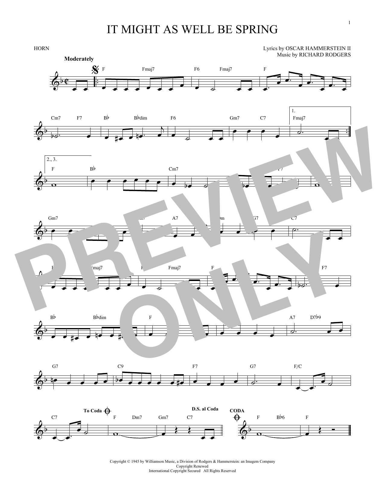 Produktgalerie: Seite 1 von 1 It Might As Well Be Spring, Rodgers & Hammerstein, Horn
