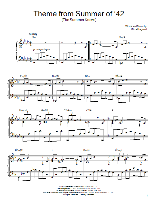 Product gallery: Page 1 of 1 Theme From Summer Of '42 (The Summer Knows), Michel LeGrand