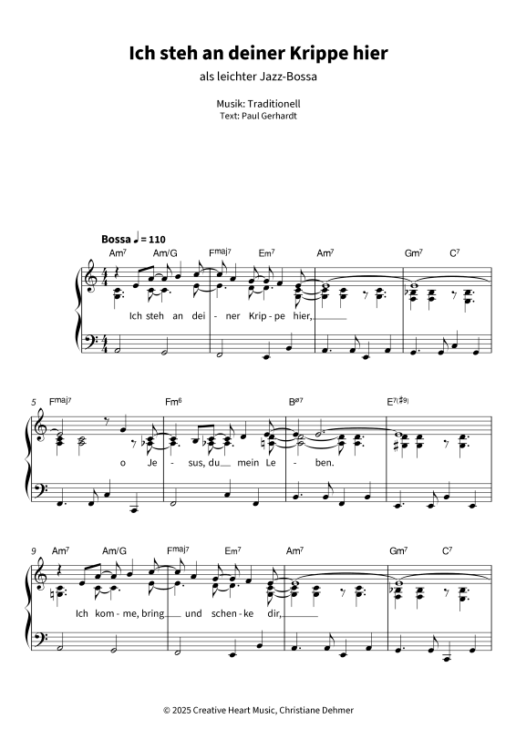 Produktgalerie: Seite 1 von 6 Ich steh an deiner Krippe hier - als leichter Jazz-Bossa, , Klavier Solo