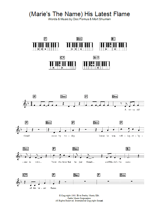 Produktgalerie: Seite 1 von 1 His Latest Flame, Elvis Presley, Klavier