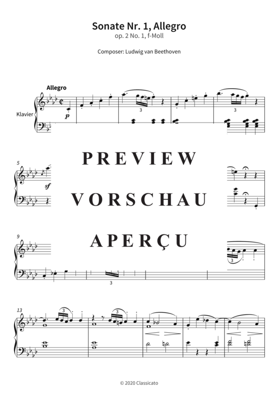 Produktgalerie: Seite 4 von 11 Sonate Nr. 1, Allegro - op. 2 No. 1, f-Moll , , Klavier Solo