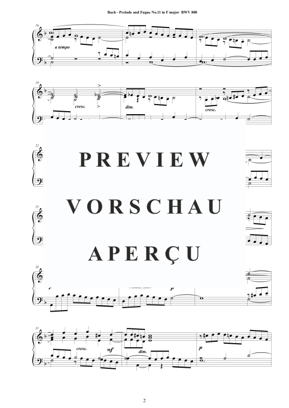 Product gallery: Page 3 of 8 Prelude and Fugue No. 11 in F major BWV 880, , Solo Piano