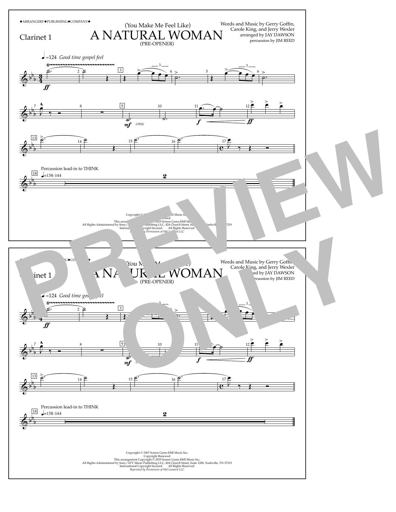 Product picture to: (You Make Me Feel Like) A Natural Woman (Pre-Opener) (arr. Jay Dawson) - Clarinet 1