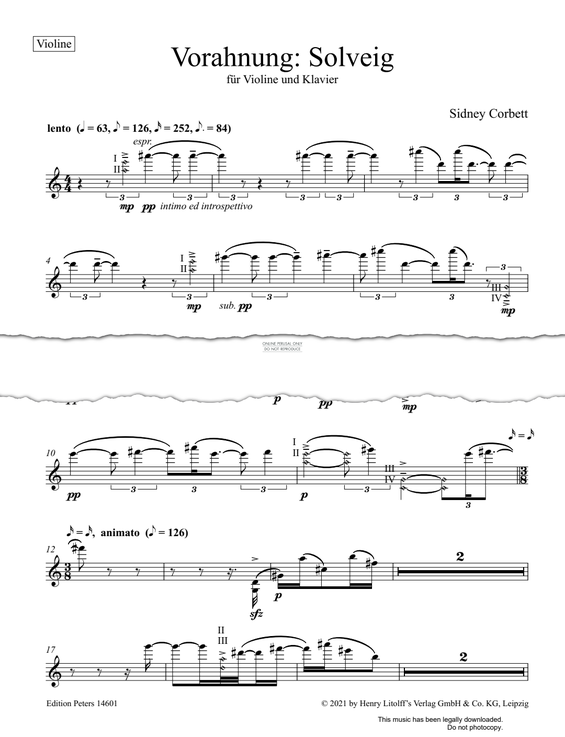 Produktgalerie: Seite 1 von 1 Vorahnung: Solveig, Sidney Corbett, Klavier, Violine