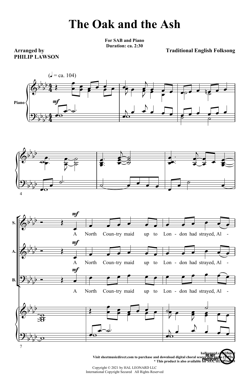 Product picture to: The Oak And The Ash (arr. Philip Lawson)