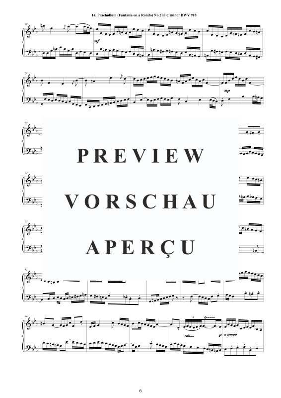 Produktgalerie: Seite 7 von 11 6 Präludien (Fantasia) BWV 917-922, , Klavier/Cembalo Solo