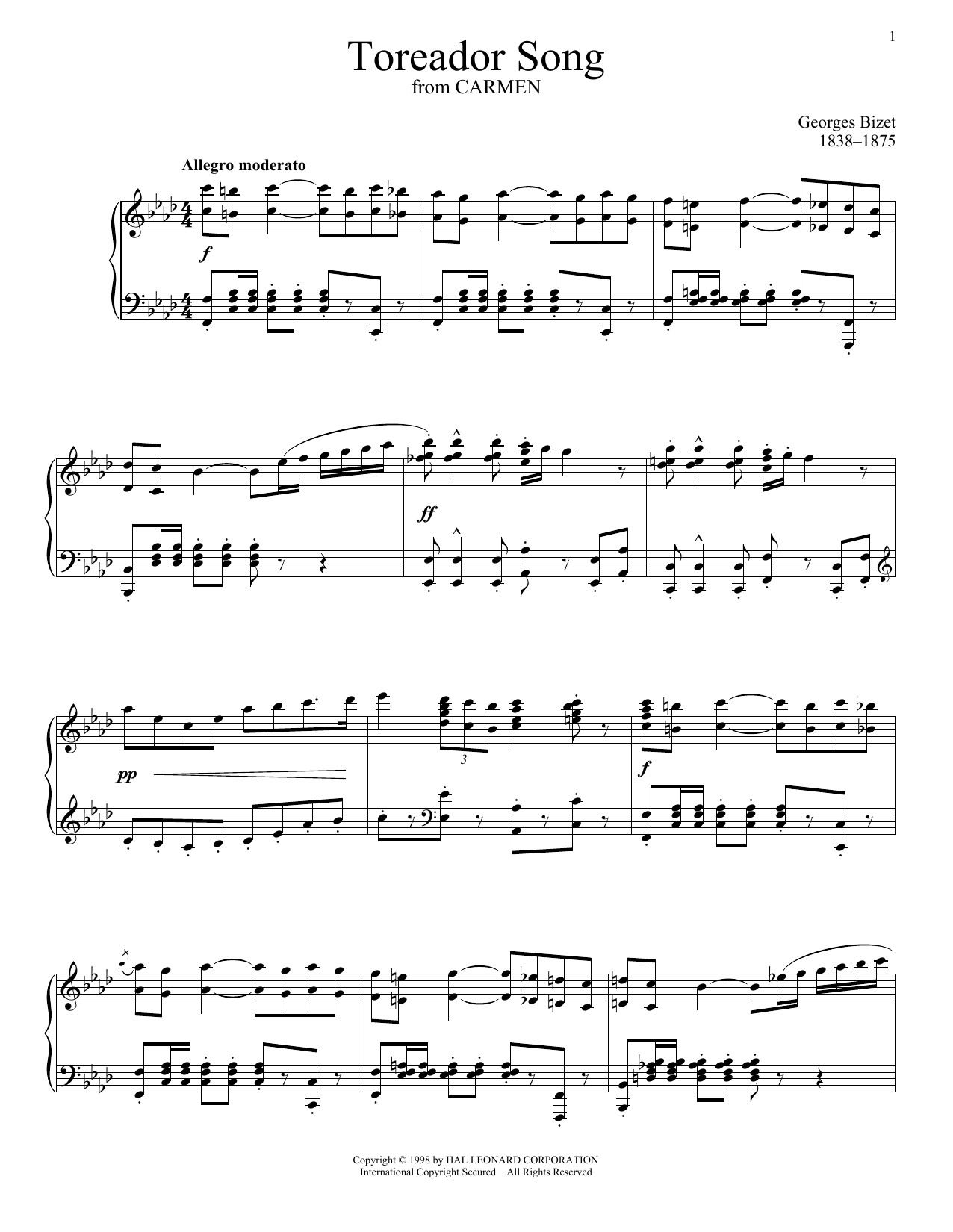 Product gallery: Page 1 of 1 Toreador Song, Georges Bizet