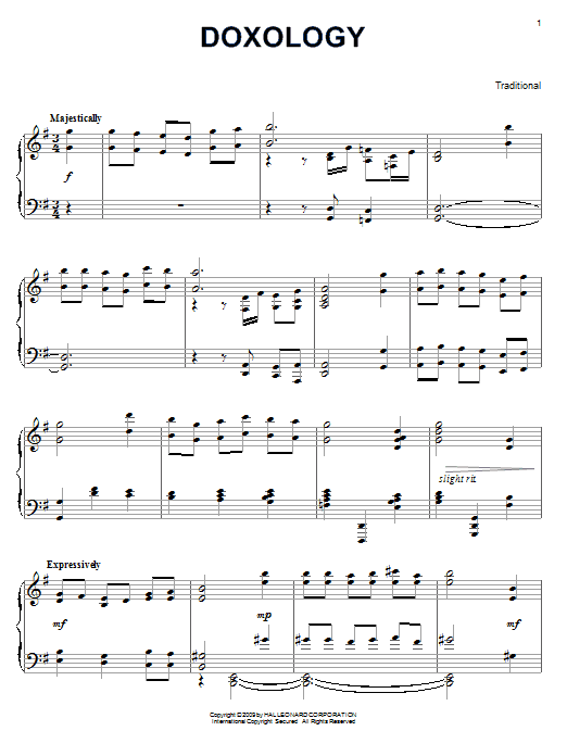 Product gallery: Page 1 of 1 Doxology, Traditional