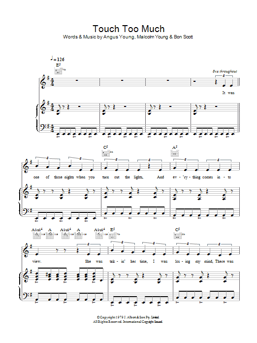 Produktgalerie: Seite 1 von 1 Touch Too Much, AC/DC, Gesang, Gitarre, Klavier
