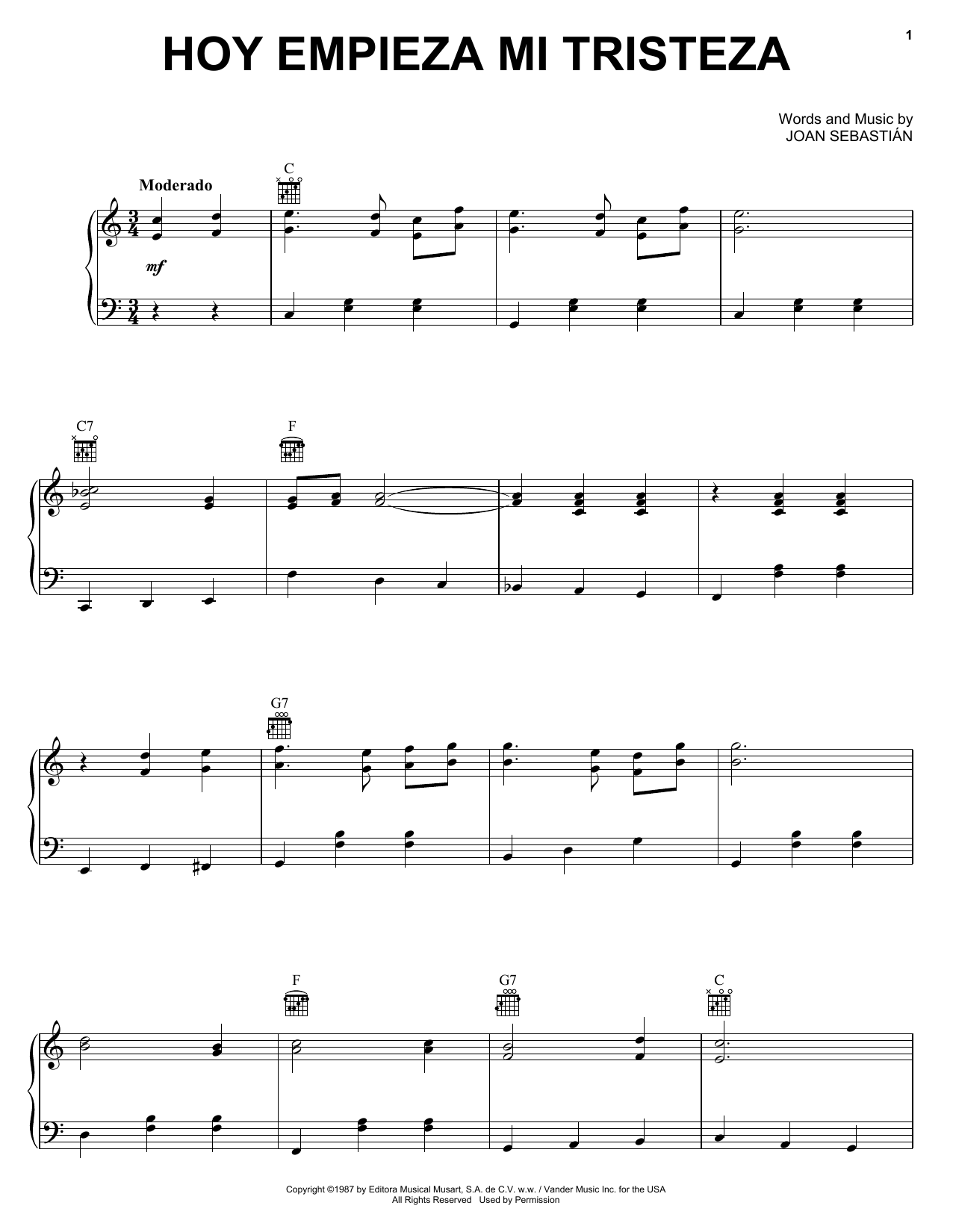 Produktgalerie: Seite 1 von 1 Hoy Empieza Mi Tristeza, Joan Sebastian, Gesang, Gitarre, Klavier