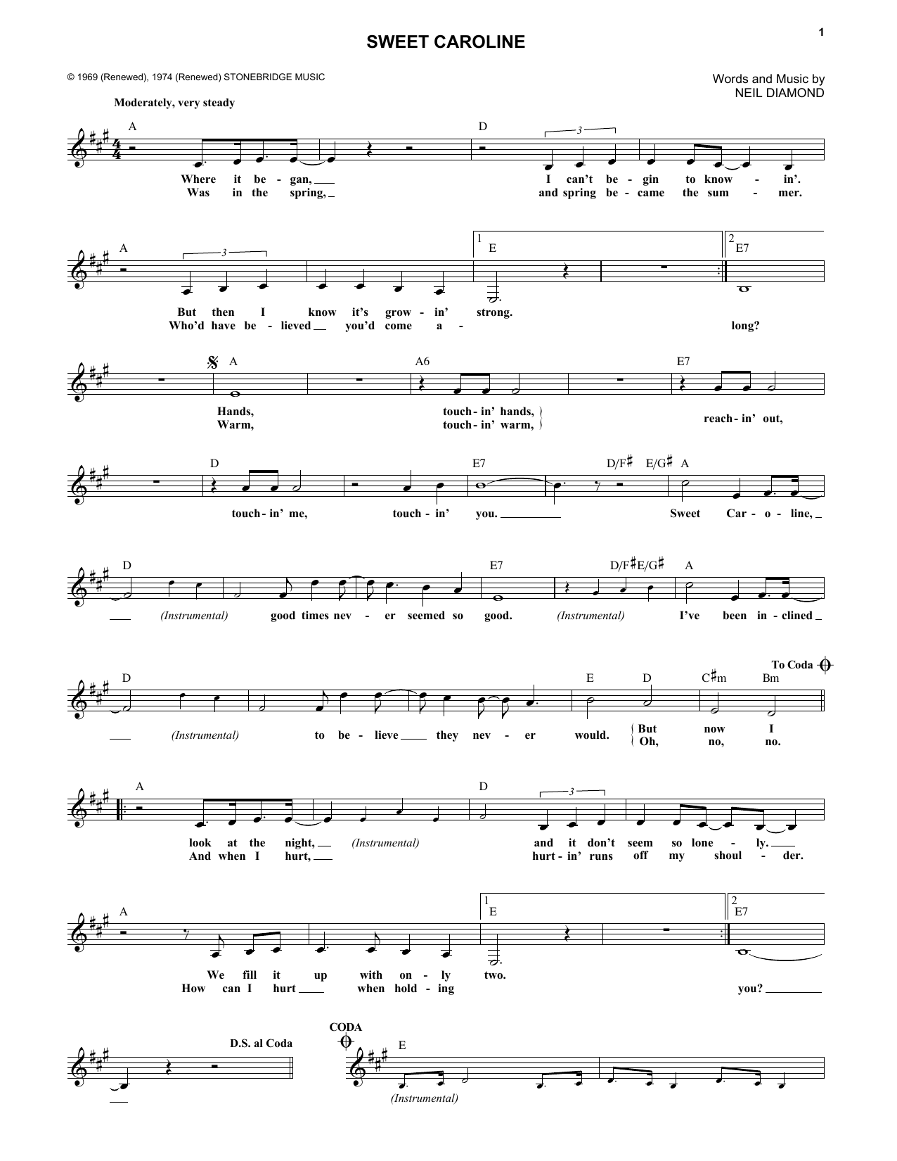 Produktgalerie: Seite 1 von 1 Sweet Caroline, Neil Diamond, Melodieinstrument