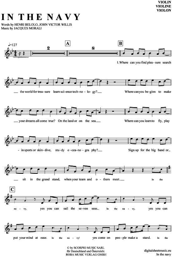 Product gallery: Page 1 of 4 In the navy , Village People, (violin)