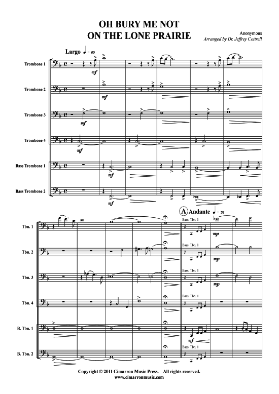 Product gallery: Page 1 of 21 Oh Bury Me Not On The Lone Prairie , , (Trombone ensemble)