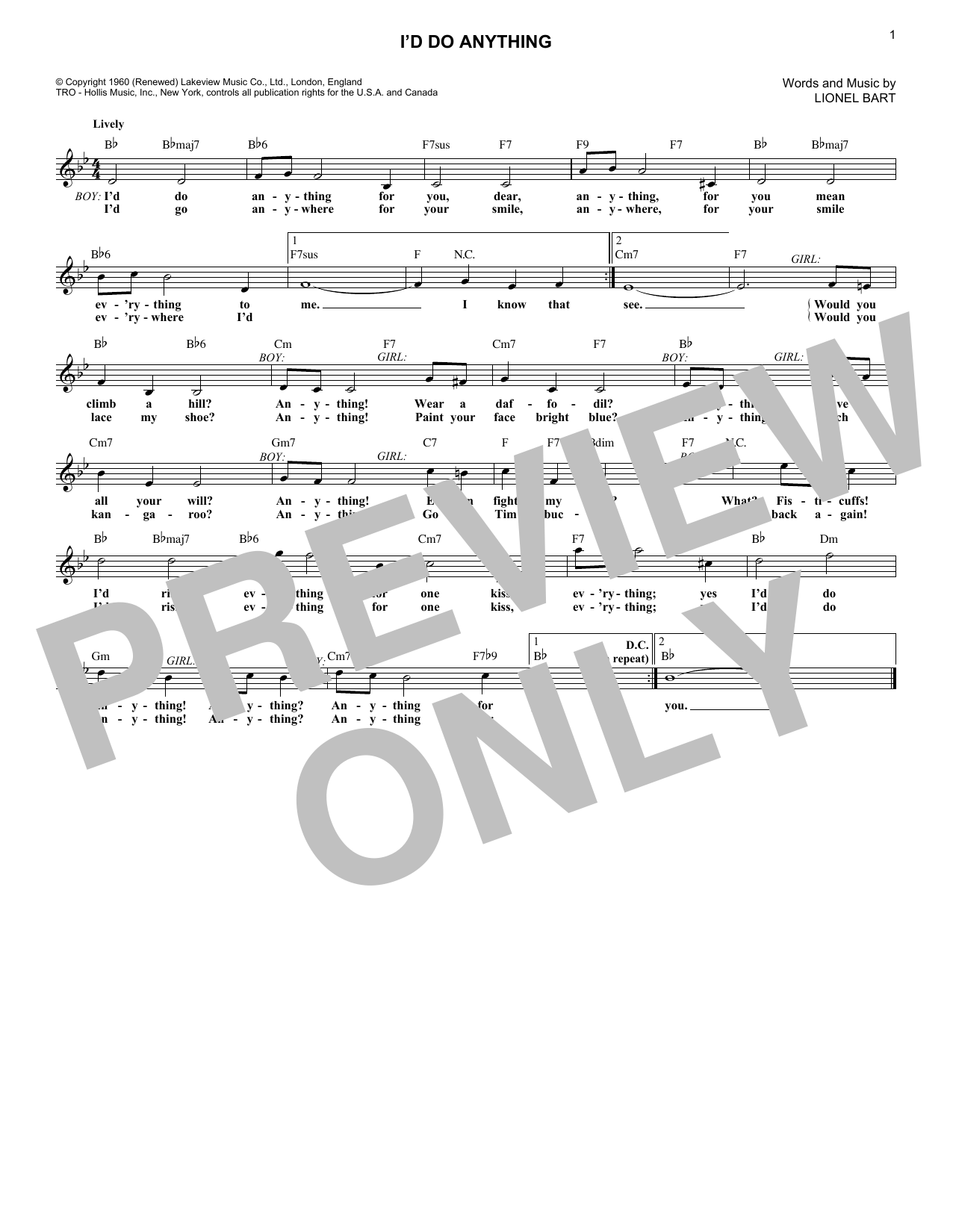 Product gallery: Page 1 of 1 I'd Do Anything, Lionel Bart