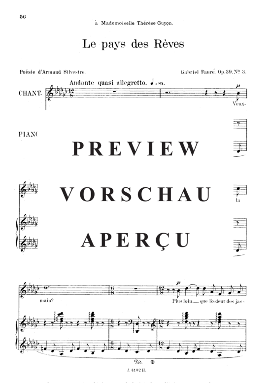 Product gallery: Page 2 of 7 Le pays des rêves Op.39 No.3, , Medium Voice and Piano