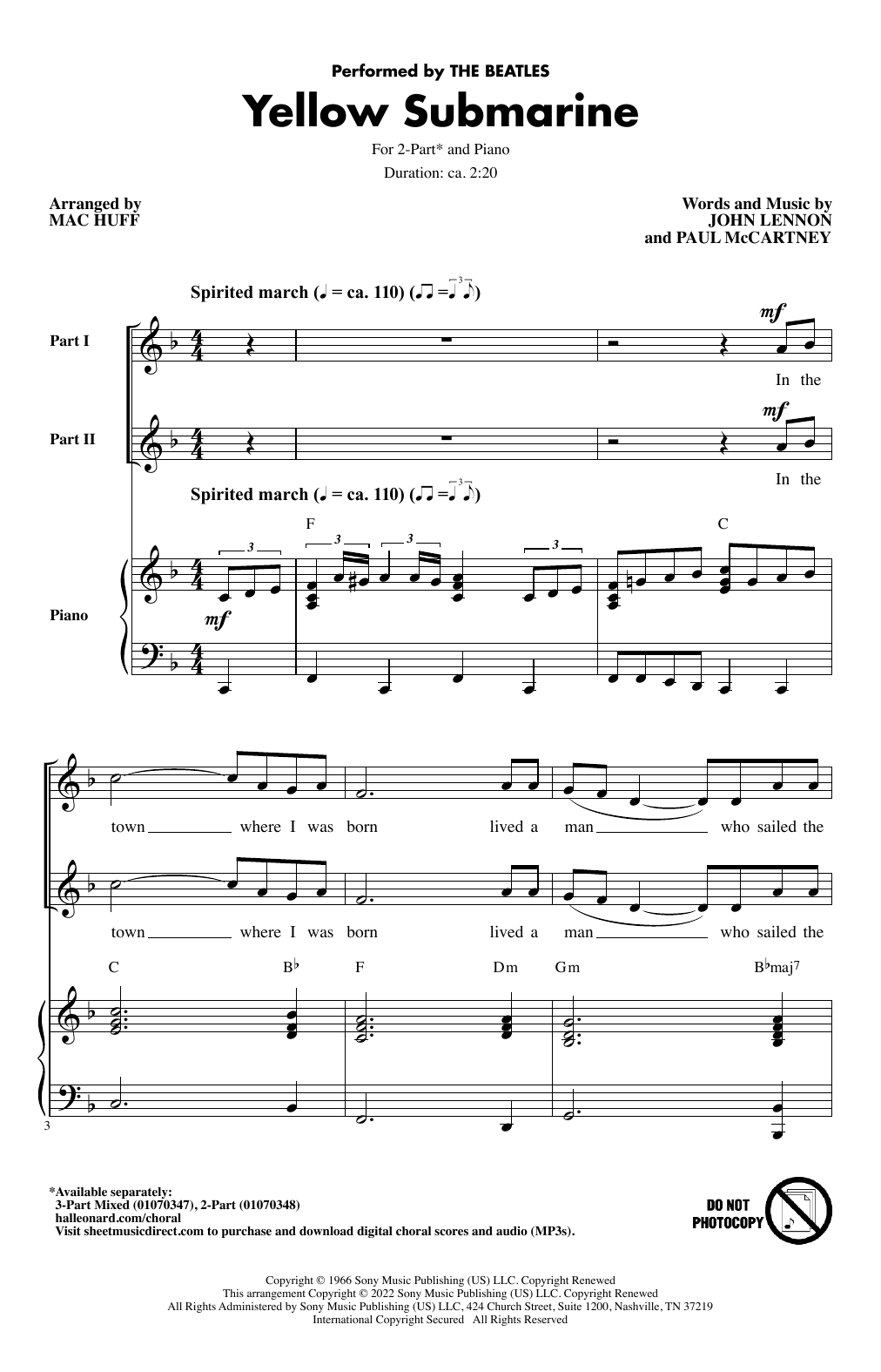 Produktbild zu: Yellow Submarine (arr. Mac Huff)