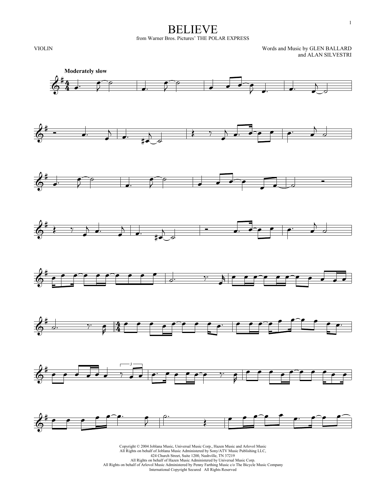 Product gallery: Page 1 of 1 Believe (from The Polar Express), Josh Groban