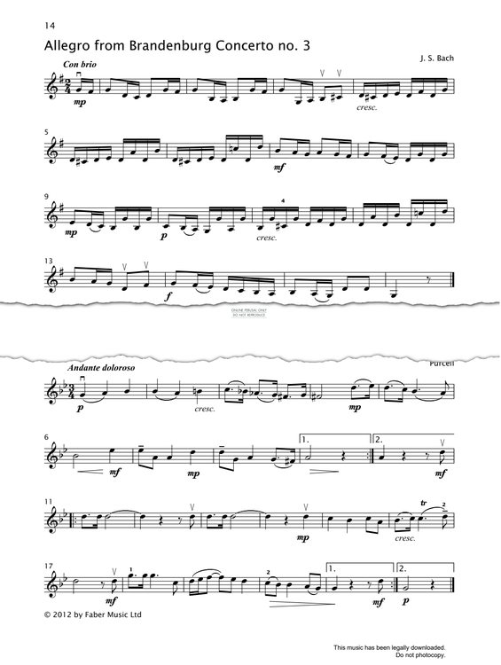 Produktgalerie: Seite 1 von 1 Allegro (from 'Brandenburg Concerto No.3), Johann Sebastian Bach, Violine