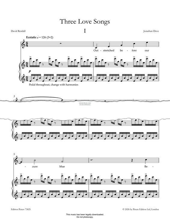 Produktgalerie: Seite 1 von 1 Three Love Songs, Jonathan Dove, Gesang, Klavier