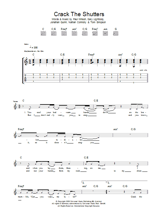 Produktgalerie: Seite 1 von 1 Crack The Shutters, Snow Patrol, Gitarre