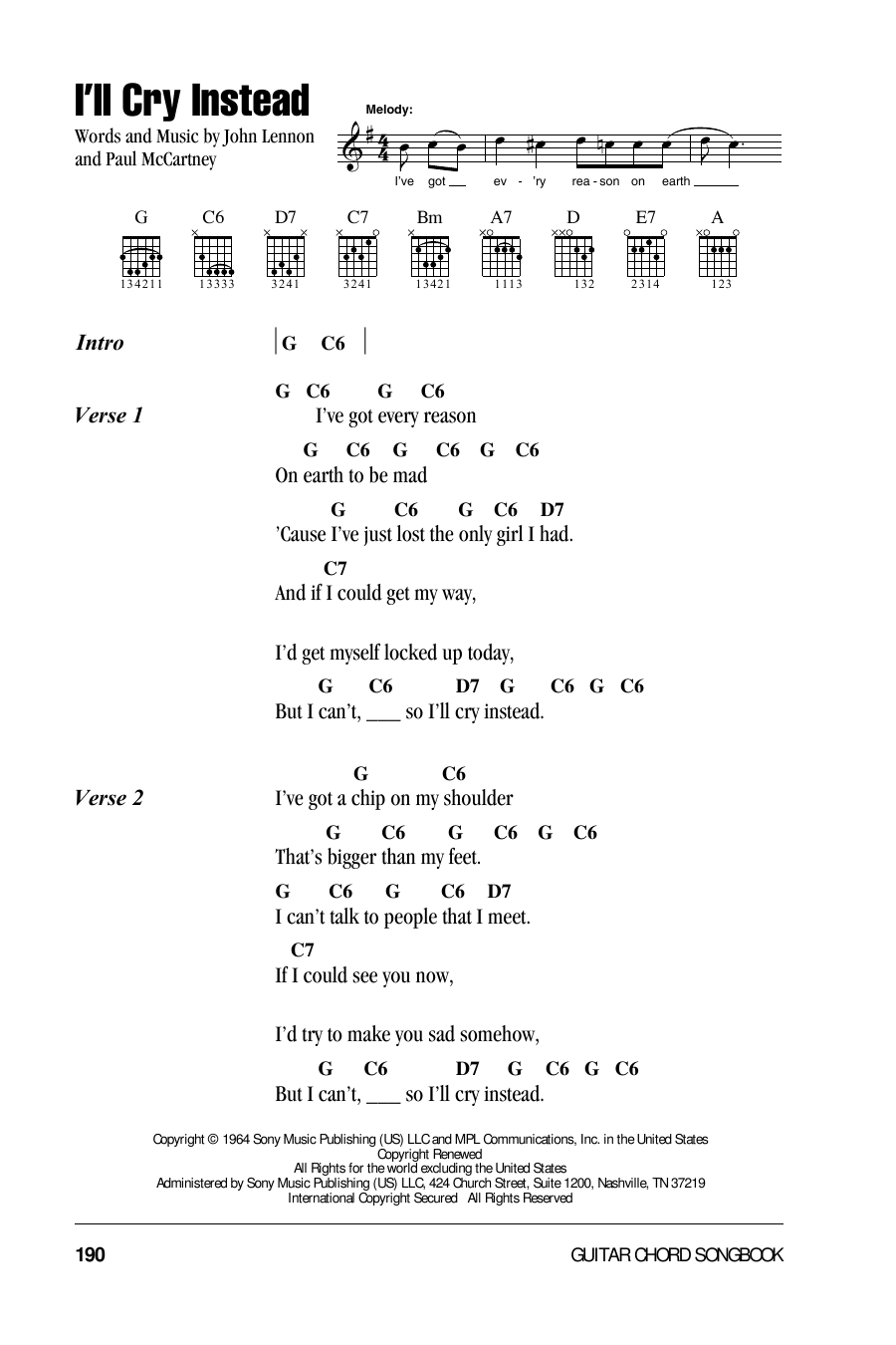 Product picture to:  I'll Cry Instead - The Beatles