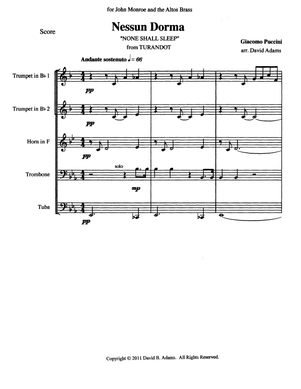 Product picture to: Nessun DormaGiacomo Puccini