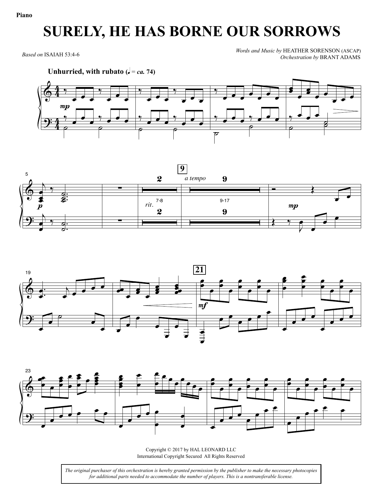 Product picture to: Surely, He Has Borne Our Sorrows - Piano