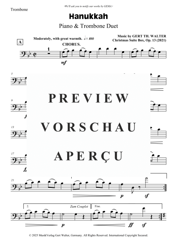 Produktgalerie: Seite 5 von 6 Hanukkah, , Posaune und Klavier