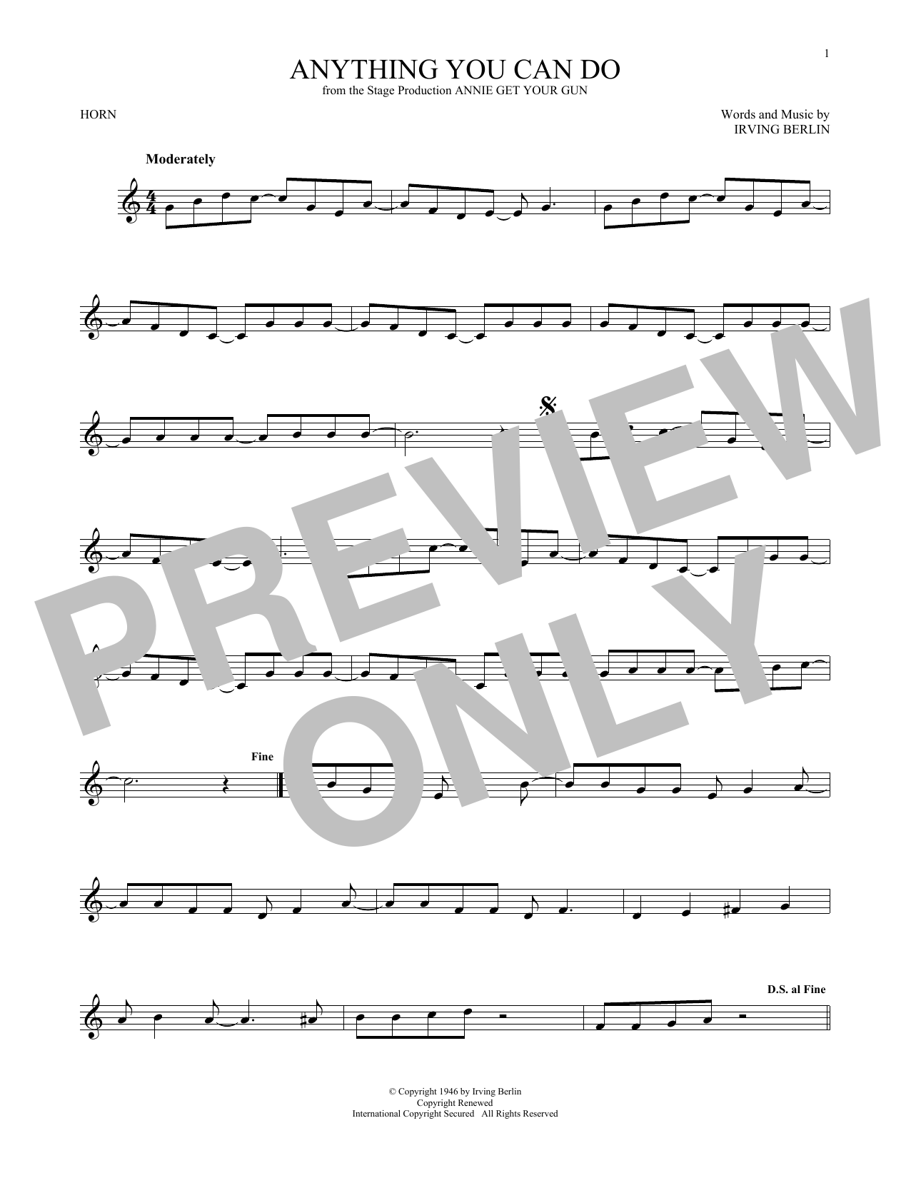 Produktgalerie: Seite 1 von 1 Anything You Can Do (from Annie Get Your Gun), Irving Berlin, Horn