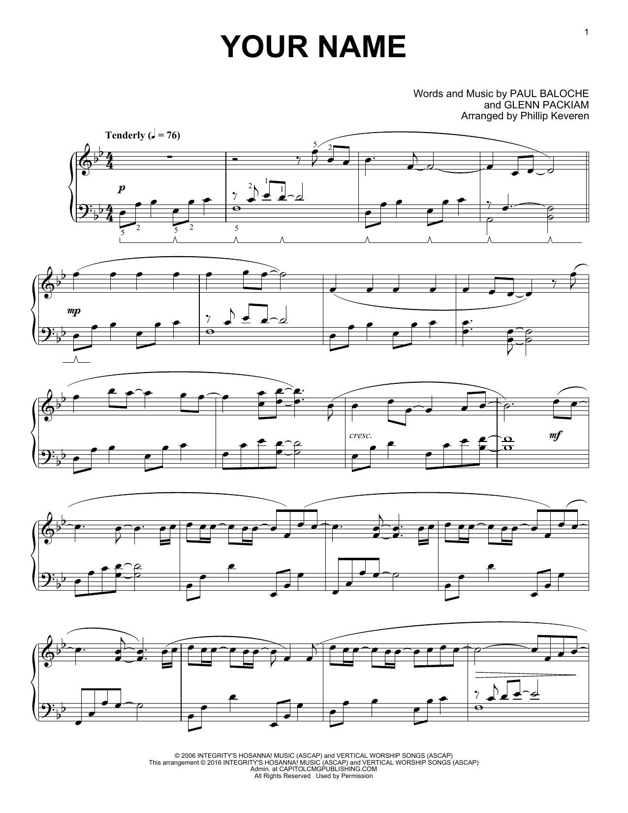 Product gallery: Page 1 of 1 Your Name (arr. Phillip Keveren), Phillips, Craig & Dean