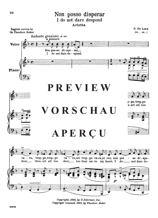 Product gallery: Page 2 of 6 Non posso disperar, Parisotti, Alessandro, Low Voice and Piano