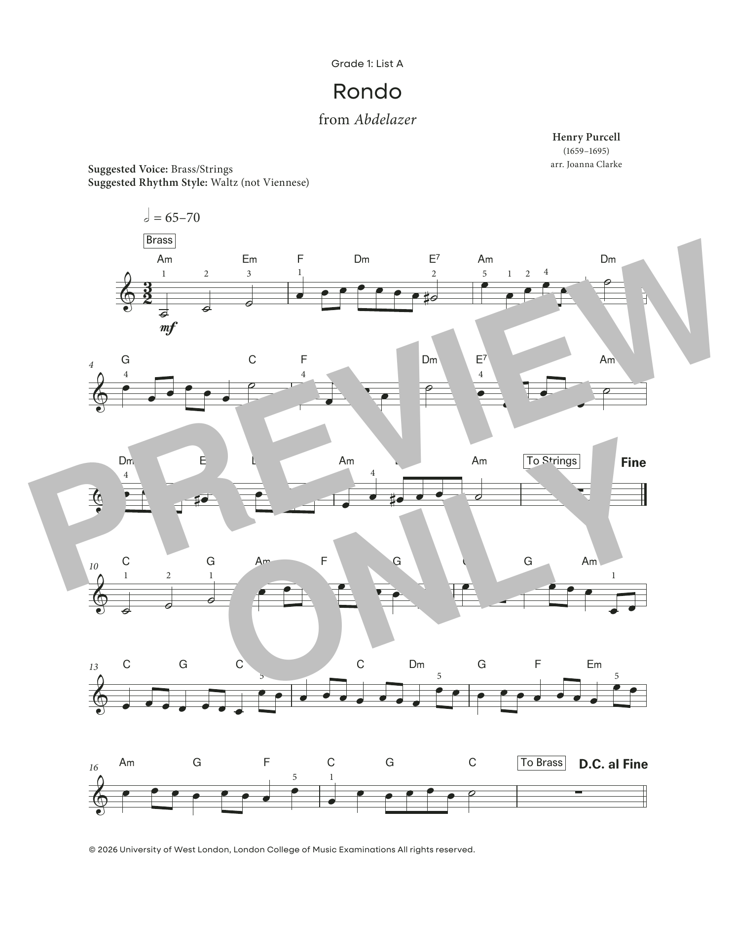 Produktgalerie: Seite 1 von 1 Rondo from Abdelazer (from LCME Electronic Keyboard Grade 1 List A), Henry Purcell, Klavier