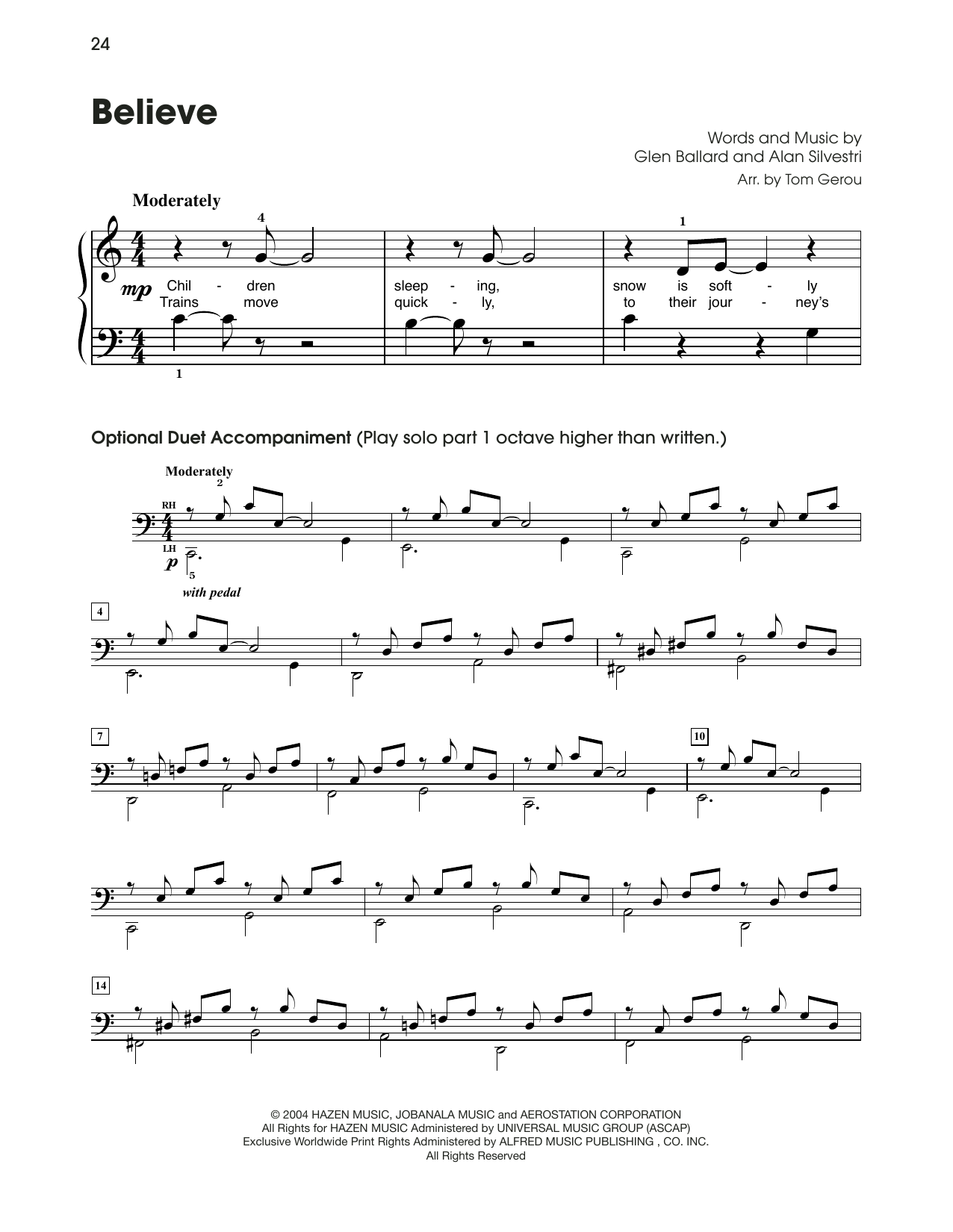 Product picture to: Believe (from The Polar Express) (arr. Tom Gerou)
