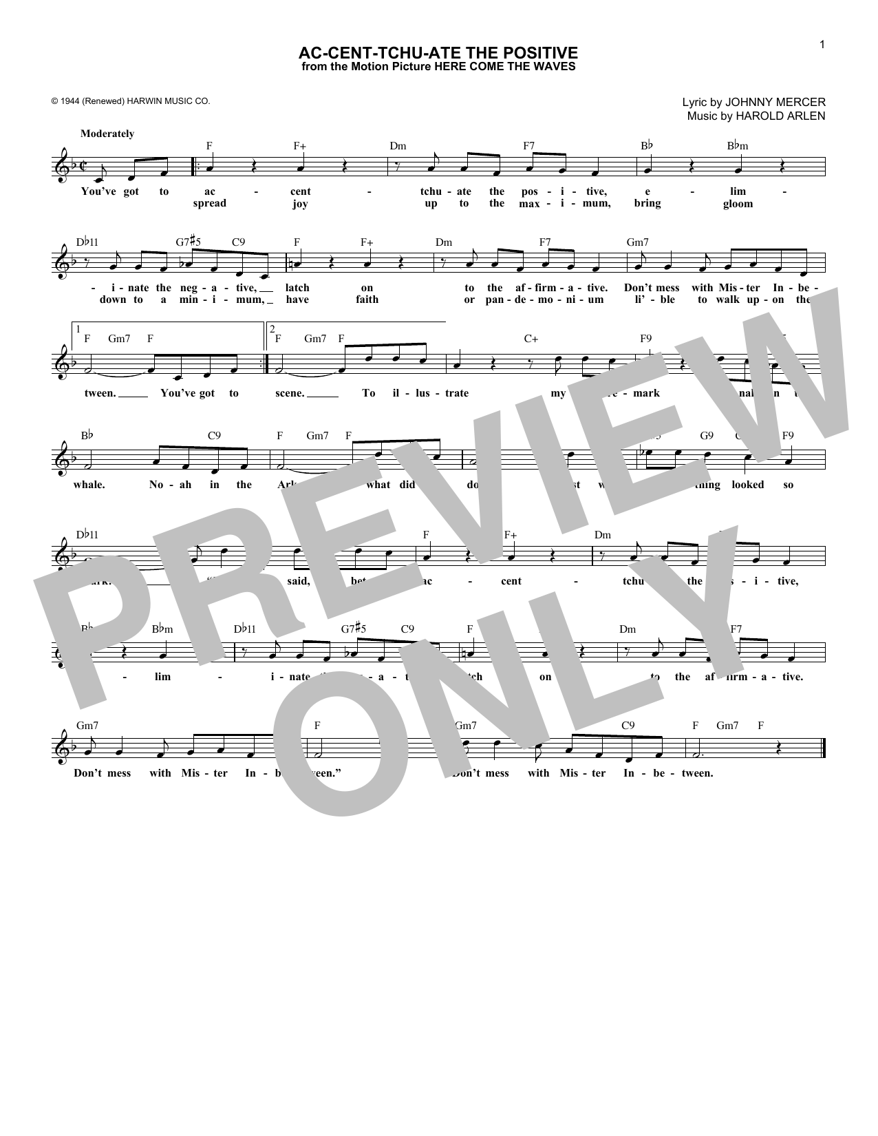 Product gallery: Page 1 of 1 Ac-cent-tchu-ate The Positive, Johnny Mercer