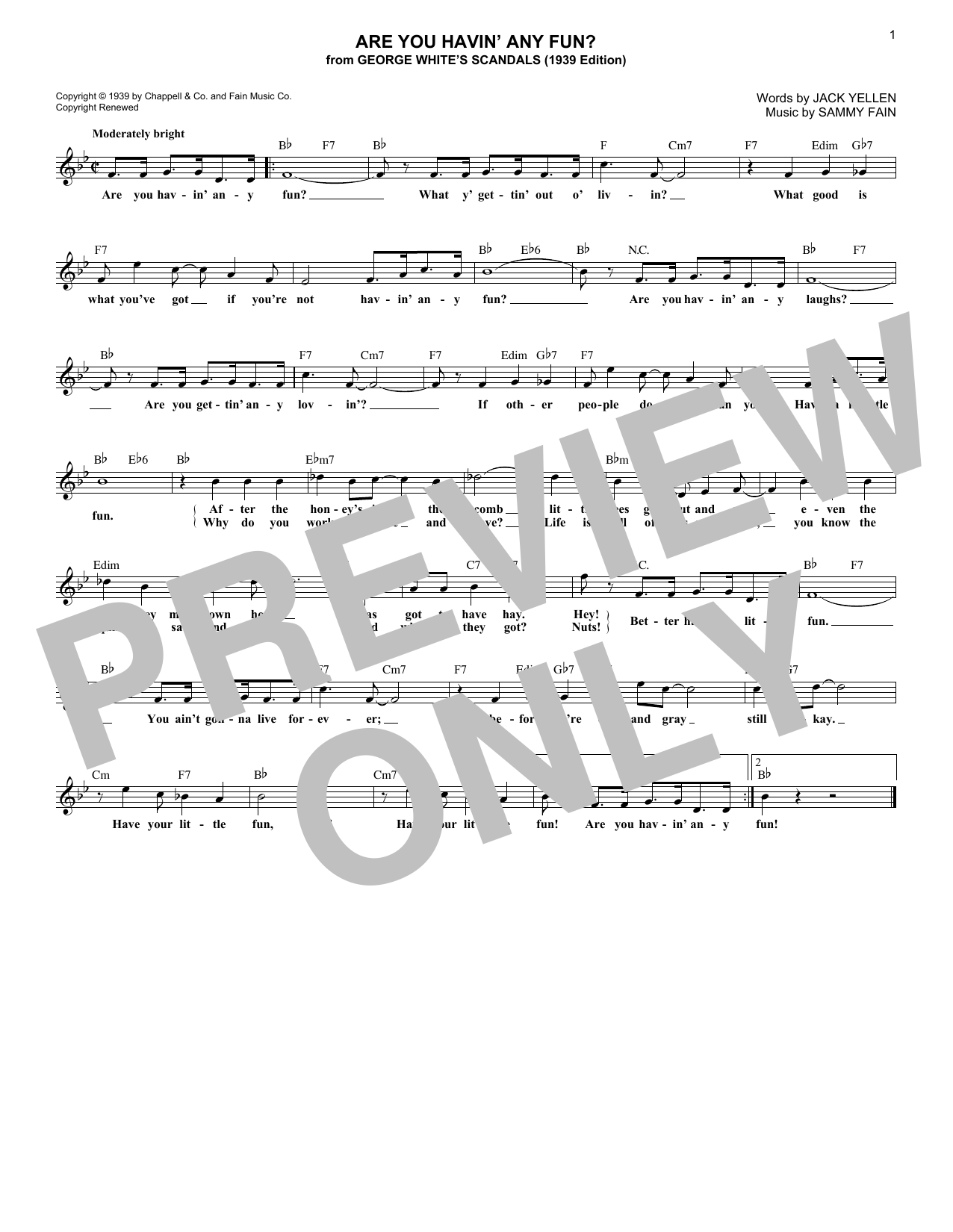 Product gallery: Page 1 of 1 Are You Havin' Any Fun?, Jack Yellen