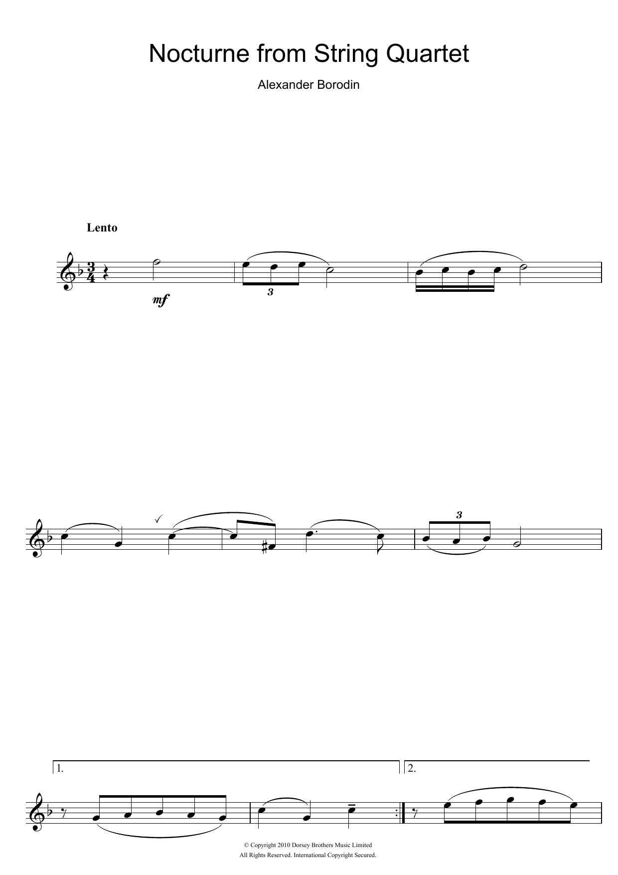 Product gallery: Page 1 of 1 Nocturne From String Quartet No.2, Alexander Borodin