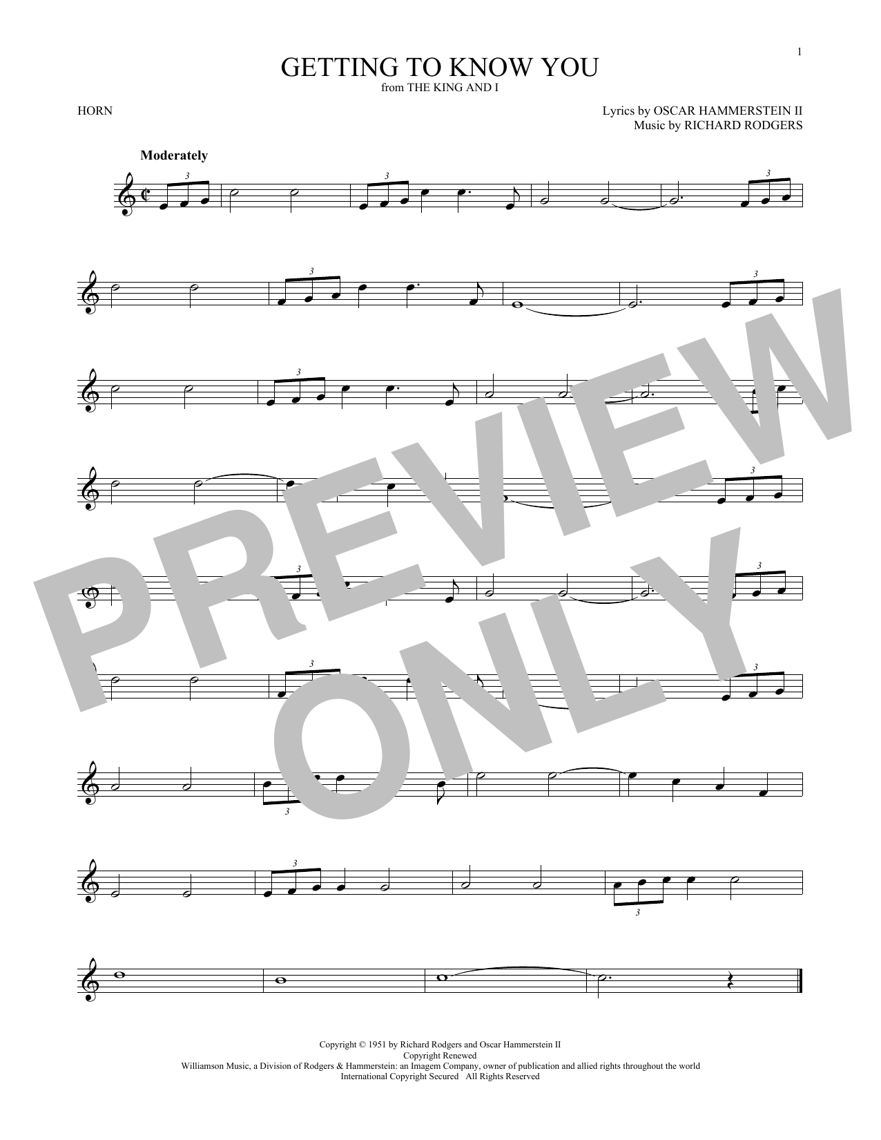 Produktgalerie: Seite 1 von 1 Getting To Know You, Rodgers & Hammerstein, Horn