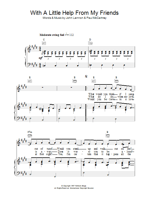 Produktgalerie: Seite 1 von 1 With A Little Help From My Friends, The Beatles, Gesang, Gitarre, Klavier