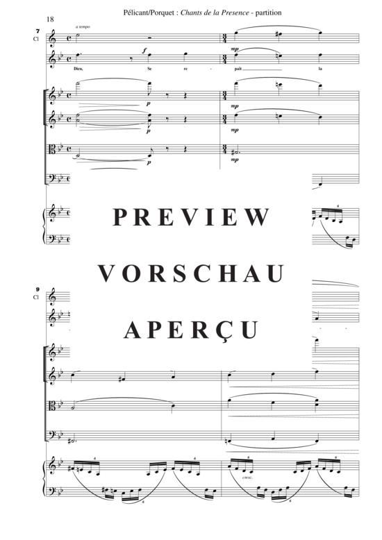 Product gallery: Page 21 of 21 Chants de la Présence , , (Mixed ensemble for soprano, clarinet in Bb + string quartet, piano)
