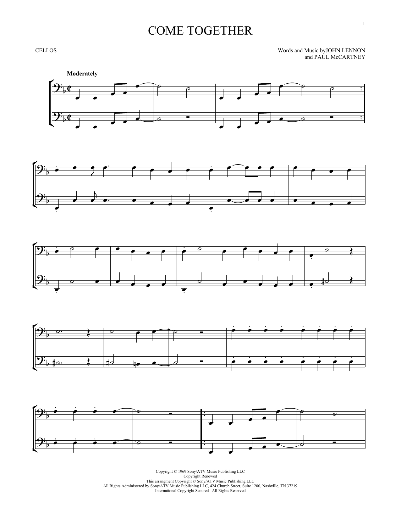 Produktgalerie: Seite 1 von 1 Come Together, The Beatles, Violoncello