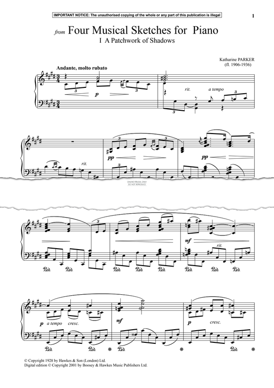 Produktgalerie: Seite 1 von 1 A Patchwork Of Shadows from Four Musical Sketches for Piano, Katharine Parker, Klavier