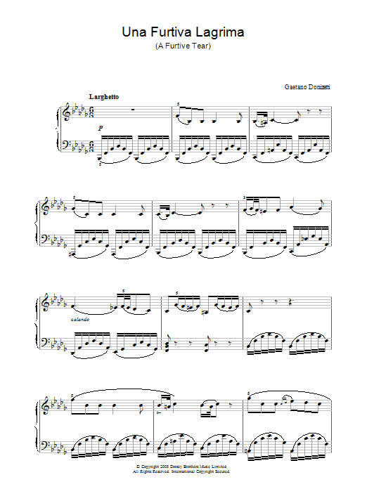 Product gallery: Page 1 of 1 Una Furtiva Lagrima (A Furtive Tear), Gaetano Donizetti