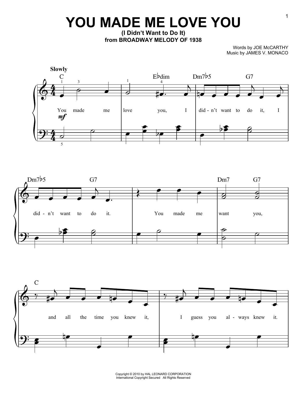 Product gallery: Page 1 of 1 You Made Me Love You (I Didn't Want To Do It), Joe McCarthy